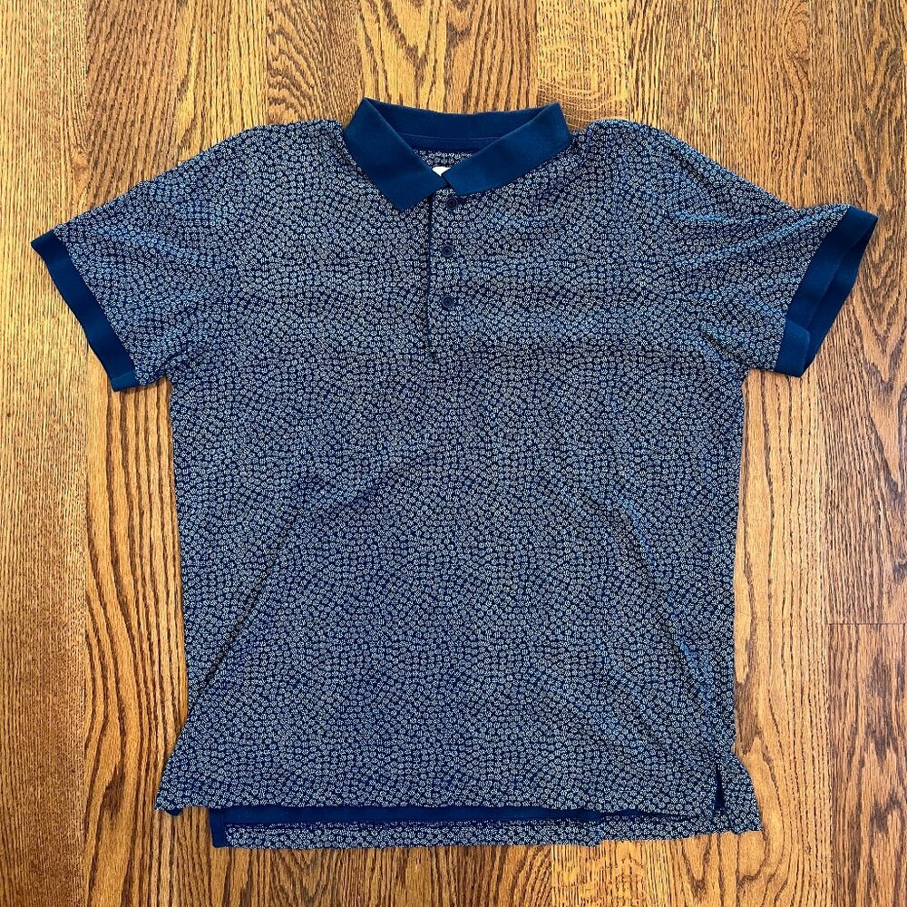 Brooks Brothers "Red Fleece" Patterned Blue Polo - Mens Medium/Large